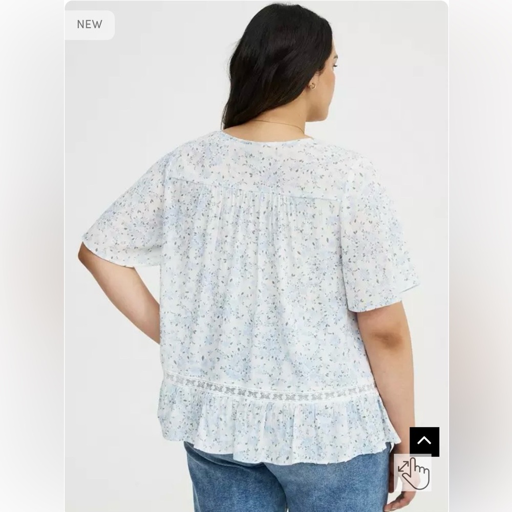 Torrid Gauze Swiss Dot V-Neck Blouse - Picture 3 of 10